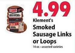 Festival Foods Klement's smoked sausage links or loops offer