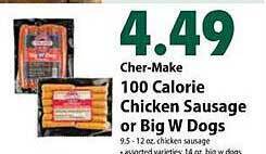 Festival Foods Cher-make 100 calorie chicken sausage or big w dogs offer