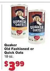 No Frills Supermarkets Quaker old fashioned or quick oats offer