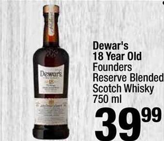 Super King Markets Dewar's 18 year old founders reserve blended scotch whisky offer