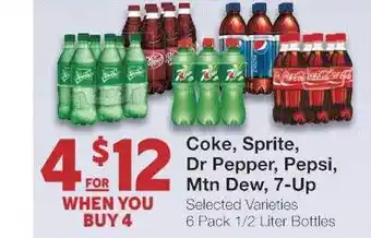 Coke, sprite, dr pepper, peps, mtn dew, 7-up