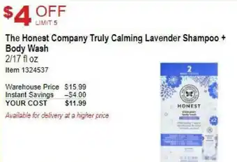 The Honest Company Truly Calming Lavender Shampoo+Body Wash 2/17fl oz
