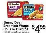 County Market Jimmy dean breakfast wraps, rolls or burritos offer