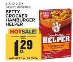 Food Lion Betty crocker hamburger helper offer