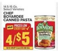 Food Lion Chef boyardee canned pasta offer