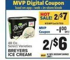 Food Lion Breyers ice cream offer
