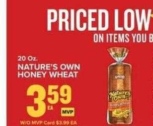 Food Lion Nature's own honey wheat offer