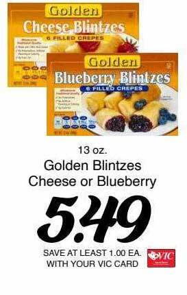 Harris Teeter Golden blintzes cheese or blueberry offer