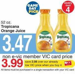 Harris Teeter Tropicana orange juice offer