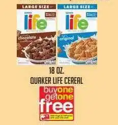 Harris Teeter 18 oz quaker life cereal offer