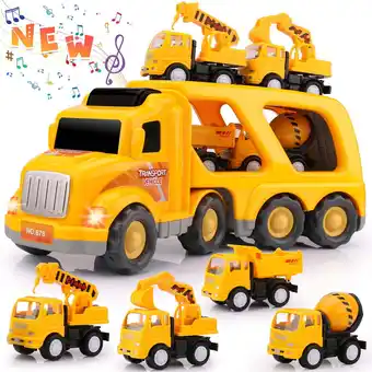 Walmart Kids toys car for boys: boy toy trucks for 3 4 5 6 year old boys girls | toddler toys 5 in 1 carrier vehicle construction toy offer