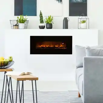Walmart Northwest 50" black glass wall mounted electric fireplace with remote offer