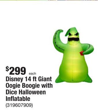 The Home Depot Disney 14 ft giant oogie boogie with dice halloween inflatable offer