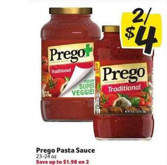 Winn Dixie Prego pasta sauce offer