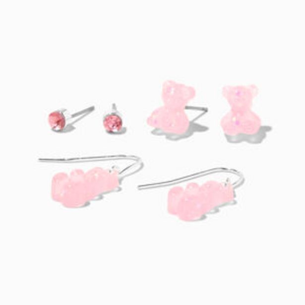 Claire's Pink gummy bear glow in the dark earring set - 3 pack offer
