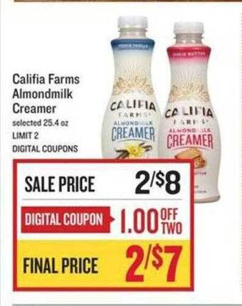 Califia farms almondmilk creamer