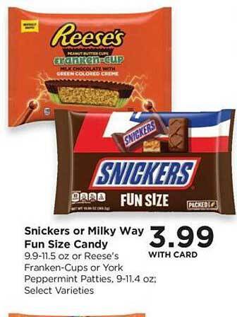 QFC Snickers or milky way fun size candy offer