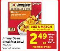Safeway Jimmy dean breakfast bowl offer