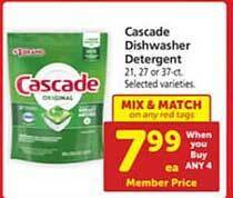 Safeway Cascade dishwasher detergent offer
