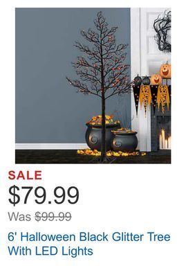 Costco 6' halloween black glitter tree with led lights offer