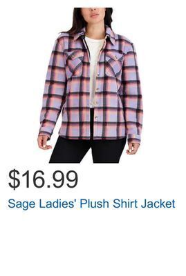 Costco Sage ladies' plush shirt jacket offer