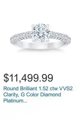 Costco Round brilliant 1.52 ctw vvs2 clarity, g color diamond platinum wedding ring offer