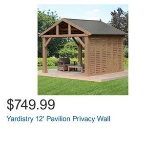 Costco Yardistry 12' pavilion privacy wall offer