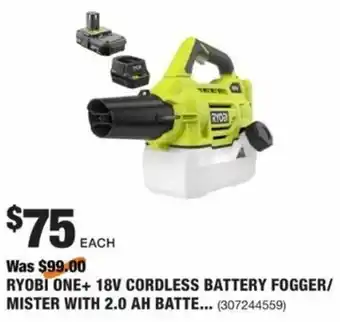 The Home Depot Ryobi One+ 18V Cordless Battery Fogger/Mister offer