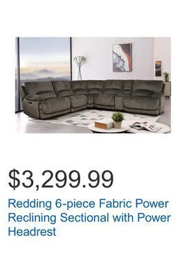 Costco Redding 6-piece fabric power reclining sectional with power headrest offer