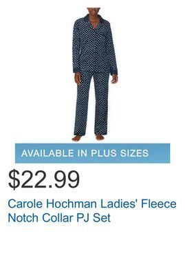 Costco Carole hochman ladies' fleece notch collar pj set offer