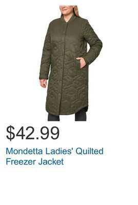 Costco Mondetta ladies' quilted freezer jacket offer
