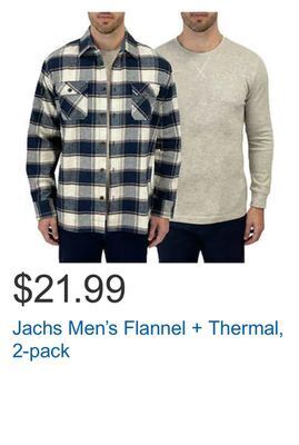 Costco Jachs men's flannel + thermal, 2-pack offer