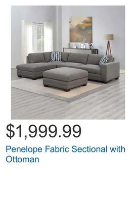 Costco Penelope fabric sectional with ottoman offer