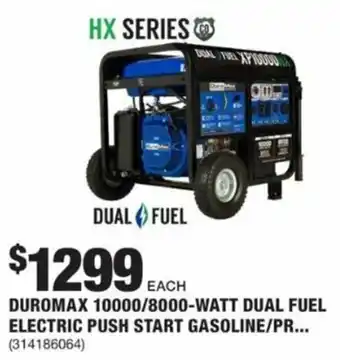 The Home Depot Duramax 10000/8000- Watt Dual Fuel Electric Push Start Gasoline offer