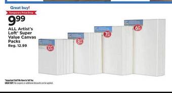 Michaels Artist's loft super value canvas packs offer