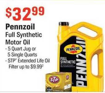 AutoZone Pennzoil full synthetic motor oil offer