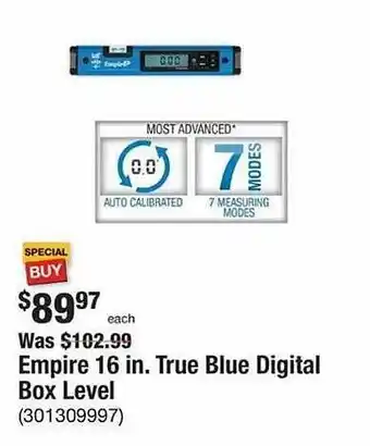 The Home Depot Empire 16 in. true blue digital box level offer