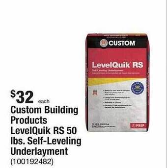 The Home Depot Custom building products levelquik rs 50 lbs. self-leveling underlayment offer