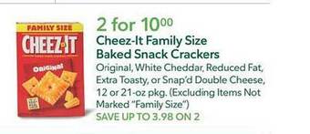 Publix Cheez-it family size baked snack crackers offer