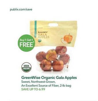Publix Greenwise organic gala apples offer