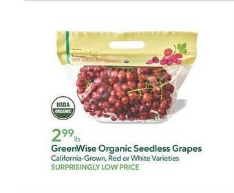 Publix Greenwise organic seedless grapes offer