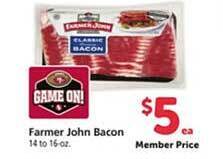 Safeway Farmer john bacon offer