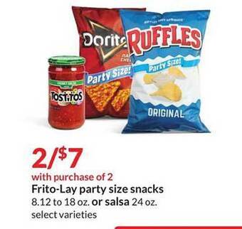Hy-Vee Frito-lay party size snacks or salsa offer