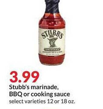 Hy-Vee Stubb's marinade, bbq or cooking sauce offer