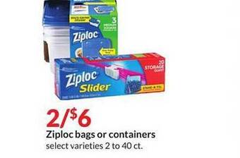 Hy-Vee Ziploc bags or containers offer