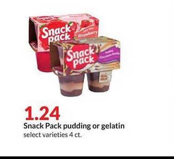 Hy-Vee Snack pack pudding or gelatin offer