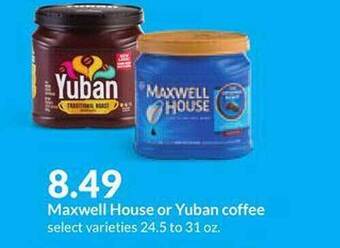 Hy-Vee Maxwell house or yuban coffee offer