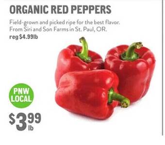 New Seasons Market Organic red peppers offer