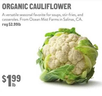New Seasons Market Organic cauliflower offer
