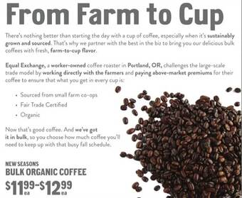 New Seasons Market New seasons bulk organic coffee offer